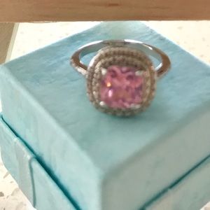 Pink sapphire set in sterling silver stamped